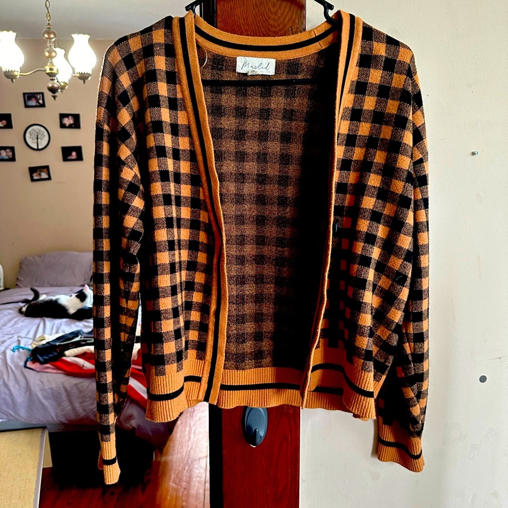 Checkered cardigan